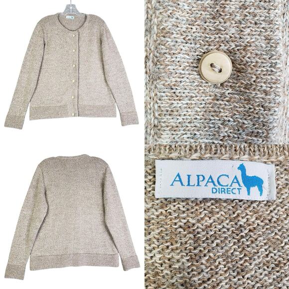 Alpaca Direct Cardigan Sweater Women’s Size Large L ? Beige Wool Grandma - Picture 1 of 7